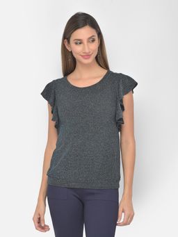 Latin Quarters - Black Top With Ruffle Sleeve