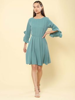 Label Ritu Kumar - Sage Green Crepe Short Dress