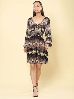 Label Ritu Kumar - Black Printed Short Dress