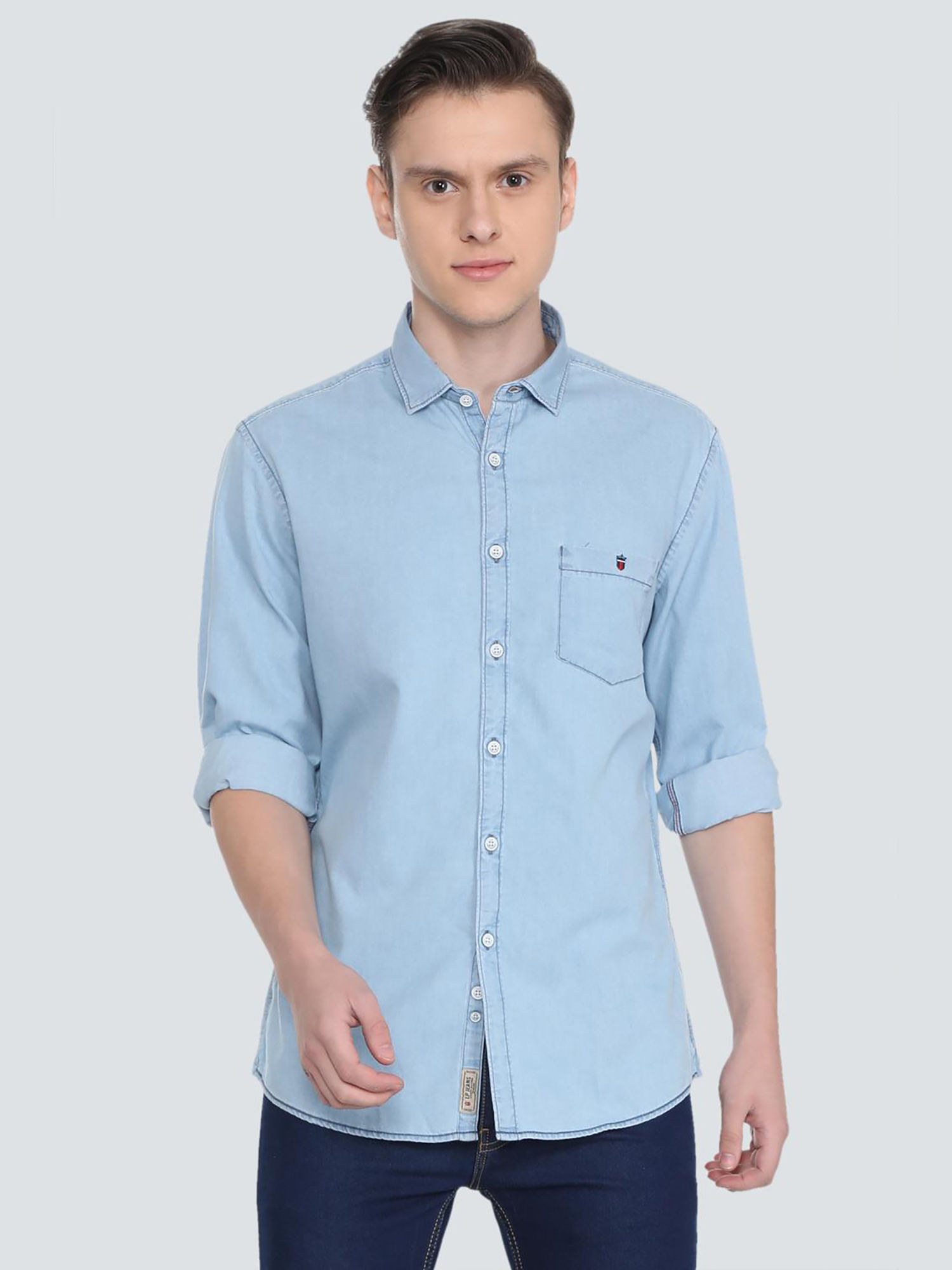 Louis Philippe Jeans Blue Solid Shirt 