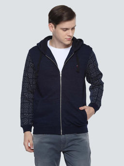 Louis Philippe - Navy Blue Louis Philippe Navy Blue Sweatshirt Printed Sweatshirt