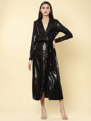 EXP - Rithu Black Handloom Wrap Dress