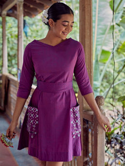 Okhai - Verbena Hand Embroidered Mirror Work Pure Cotton Dress