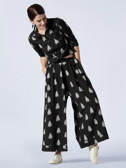 Okhai - Black Urban Rules Cotton Ikkat Co-ord (Set of 2)