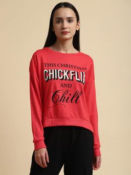Bravesoul - Red Blended Fabric Sweatshirt For Ladies