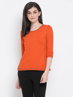 Clovia - Cotton Rich Basic Top - Orange
