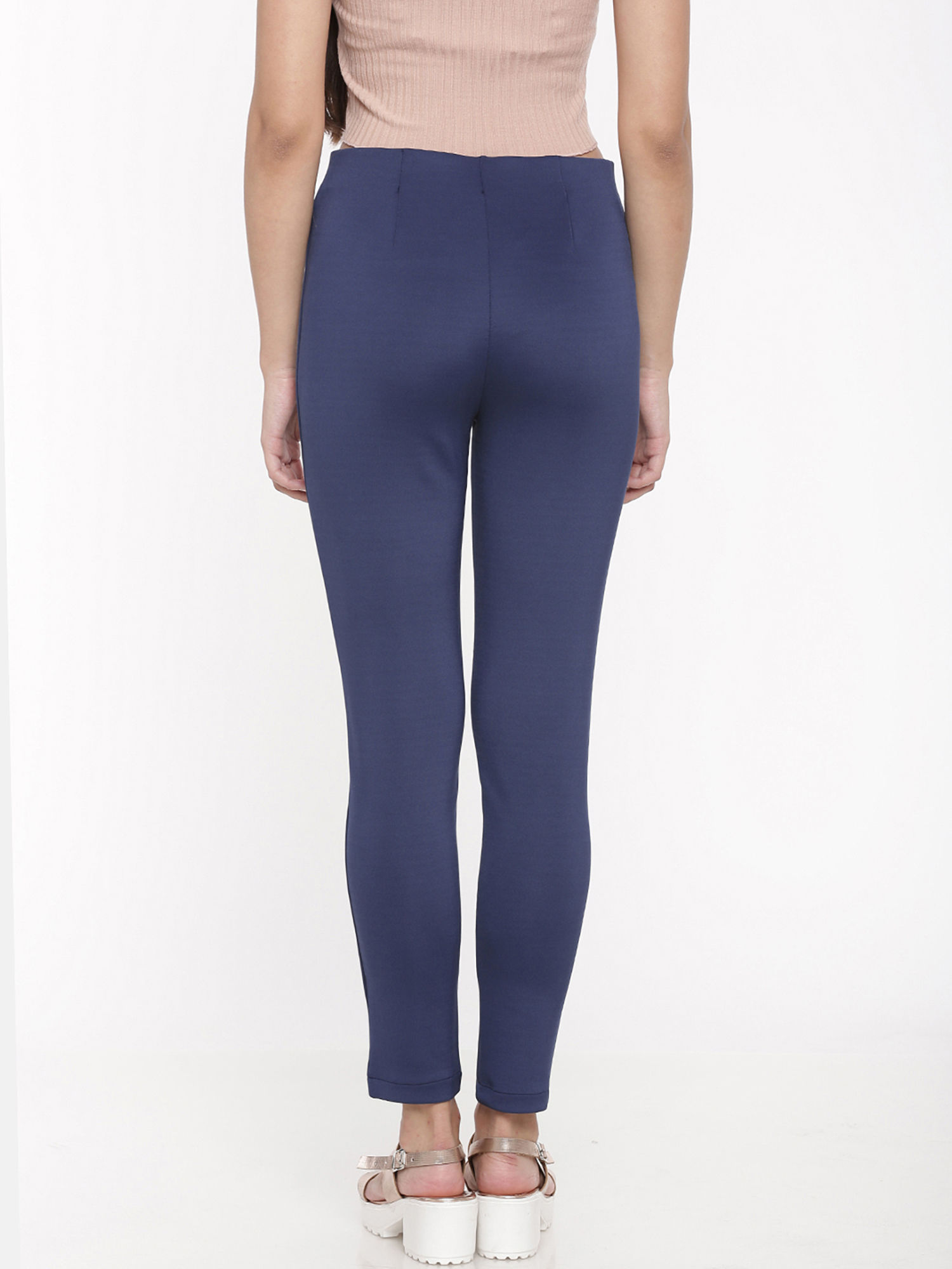 Go Colors Navy Ponte Pants Online 