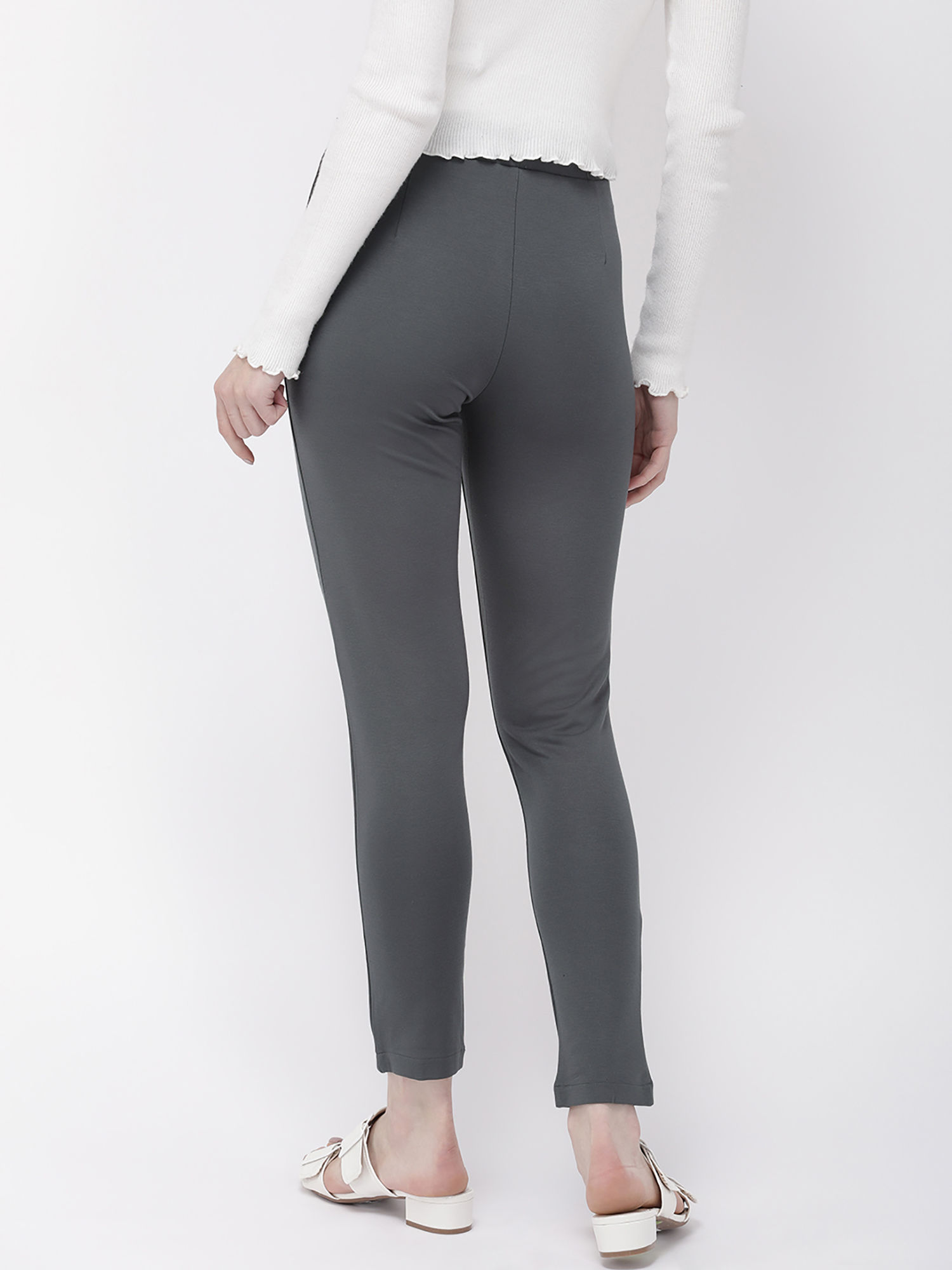 Buy Go Colors Grey Ponte Pants Online 