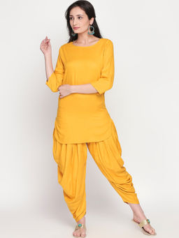 Lavanya The Label - Mustard Kurta With Dhoti (Set of 2)