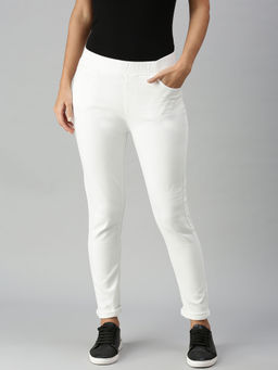 De Moza - Ladies Jegging Solid Cotton White
