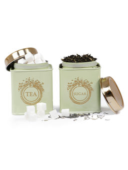 Living With Elan - Dreamer Tea & Sugar Stainless Steel 500Ml Set of 2 Canister-Pistachio
