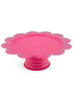 Living With Elan - Scallop Cake Stand With Server -Hot Pink