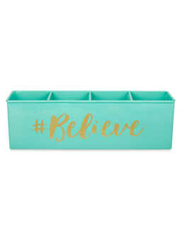 Living With Elan - Believe 4 Compartment Desk Organizer-Aqua