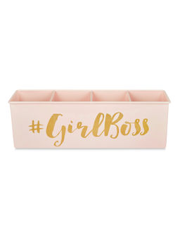 Living With Elan - Girl Boss 4 Compartment Desk Organizer-Powder Pink