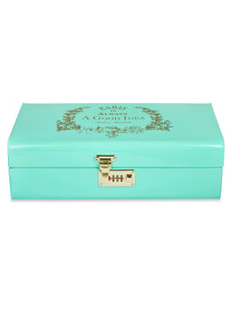 Living With Elan - Vintage Storage Trunk Decorative Box Paris, Long, Aqua