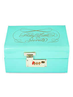 Living With Elan - Vintage Secret Storage Trunk-Jewellery & Makeup Storage Chest With Lock-Aqua