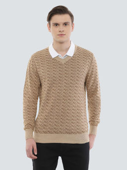 Louis Philippe - Beige Self Design Sweater