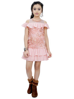 TINY GIRL - Peach Color Layered Midi Dress