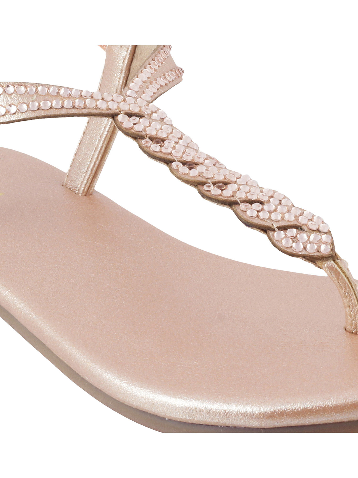 Buy Mochi Embellished Rose Gold Sandals 