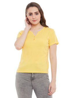 Madame - Women Yellow Half Sleeve Top