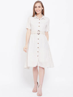 Madame - Beige Checks Dress