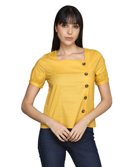 Madame - Mustard Color Women Textile Top