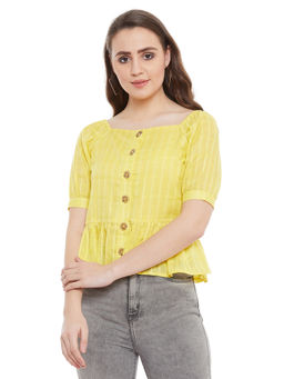 Madame - Women Mustard Textile Top
