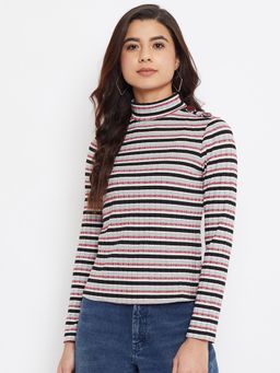 Madame - Off White And Navy Full Sleeve Top