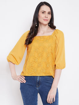 Madame - Women Mustard Textile Top
