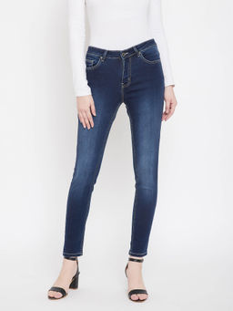 Madame - Navy Blue Solid Jeans