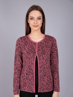 Madame - Self Design Round Neck Casual Women Pink Sweater