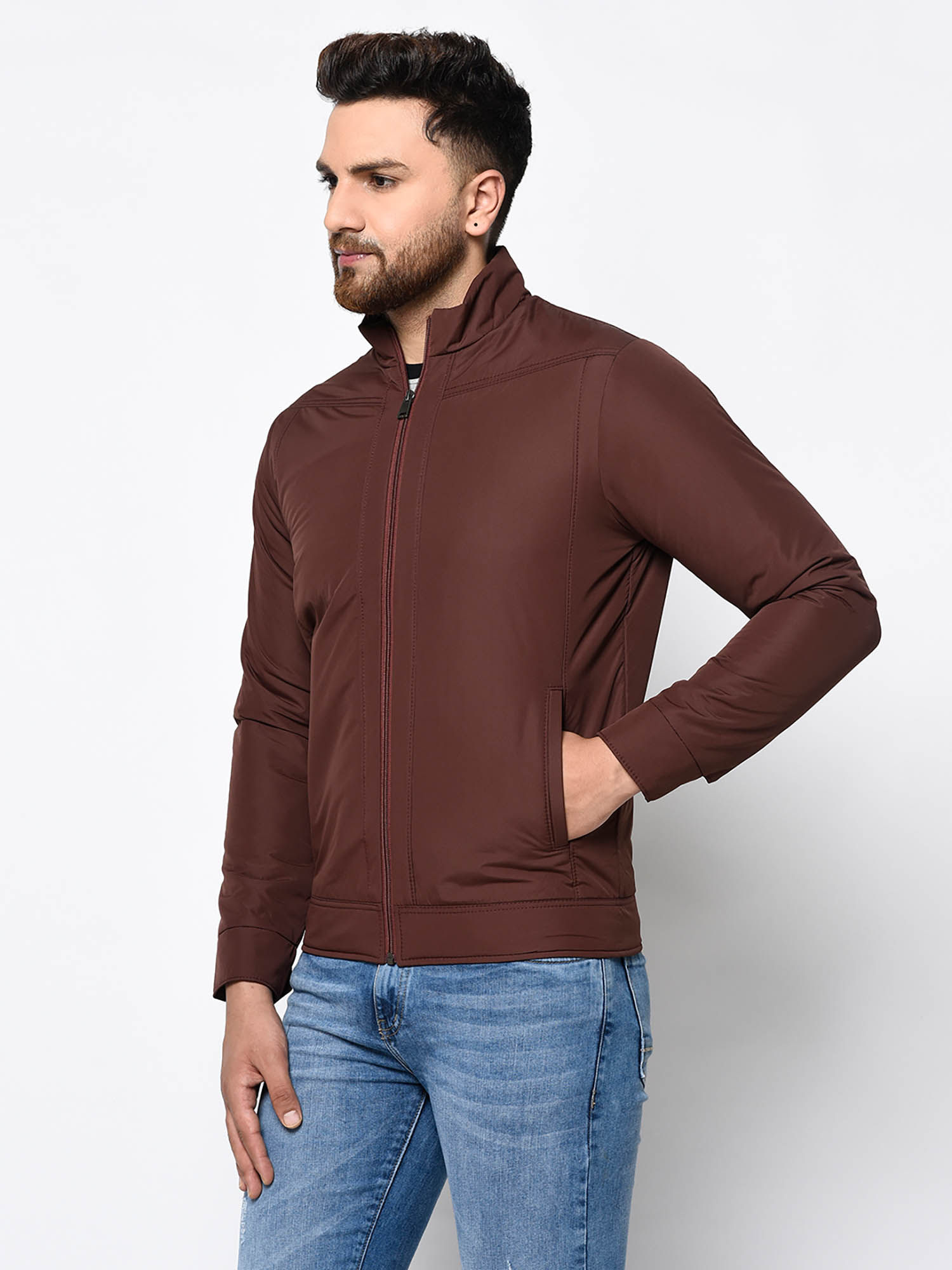 Buy Spirit Coffee Brown Stand Collar 
