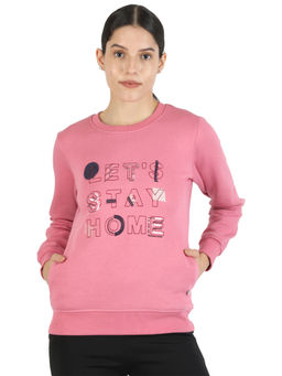 Monte Carlo - Women Pink Cotton Blend Embroidery Sweatshirt