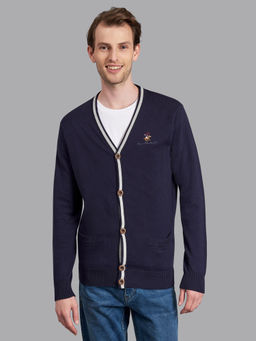 Beverly Hills Polo Club - Button Front Cardigan With Contrast Stripe