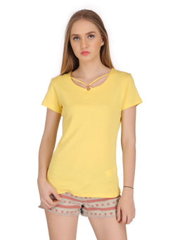 Madame - Women Lemon Half Sleeve Top