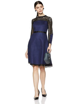 Madame - Patterned Women Navy Dress
