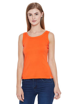 Madame - Orange Solid Spaghetti Top
