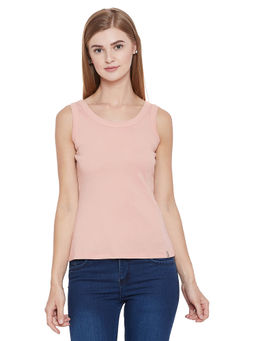 Madame - Peach Solid Spaghetti Top