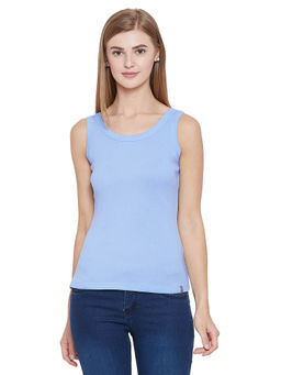 Madame - Blue Solid Spaghetti Top