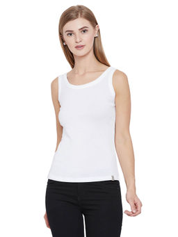 Madame - White Solid Spaghetti Top