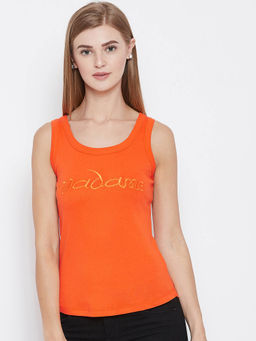 Madame - Orange Printed Spaghetti Top