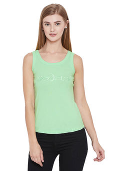 Madame - Green Printed Spaghetti Top
