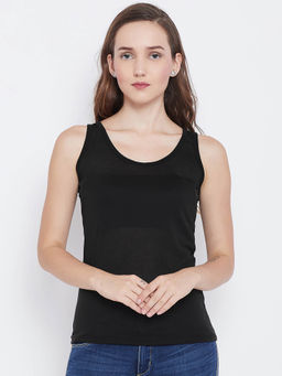 Madame - Black Solid Spaghetti Top