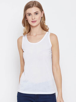 Madame - White Solid Spaghetti Top