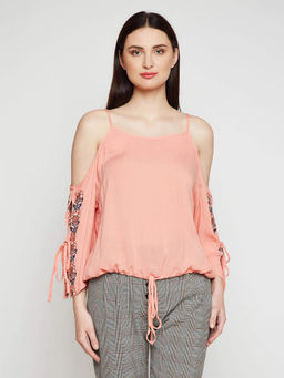 Madame - Women Peach Textile Top