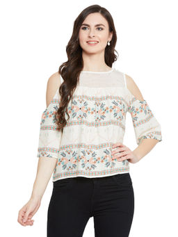 Madame - Women Off White Textile Top