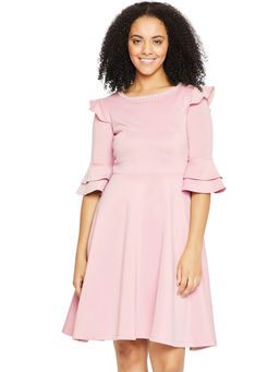 Madame - Solid Women Dusty Pink Dress