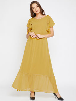 Madame - Solid Women Mustard Dress