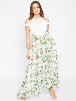 Madame - Printed Women Off White Dress
