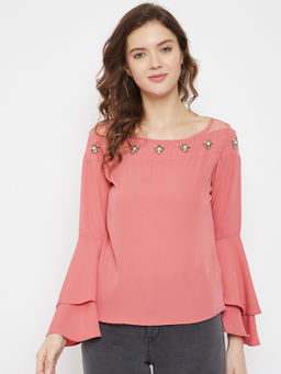Madame - Pink Color Women Textile Top